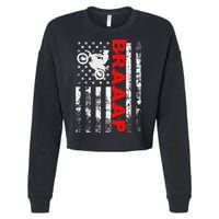 Braaap Vintage Usa American Flag Cropped Pullover Crew