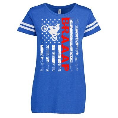 Braaap Vintage Usa American Flag Enza Ladies Jersey Football T-Shirt