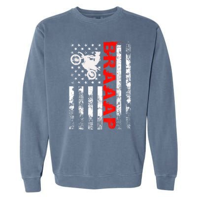 Braaap Vintage USA American Flag Tee Short Sleeve Garment-Dyed Sweatshirt