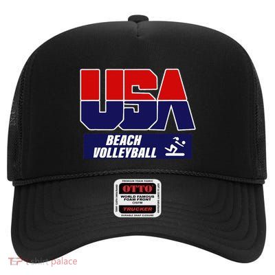 Beach Volleyball Usa High Crown Mesh Back Trucker Hat