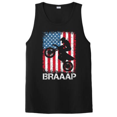 Braaap Vintage Usa American Flag Motocross Dirt Bike PosiCharge Competitor Tank