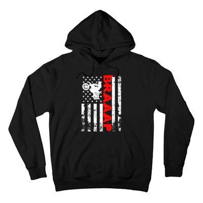 Braaap Vintage USA American Flag Dirt Bike Hoodie Hoodie