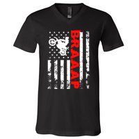 Braaap Vintage USA American Flag Dirt Bike Hoodie V-Neck T-Shirt