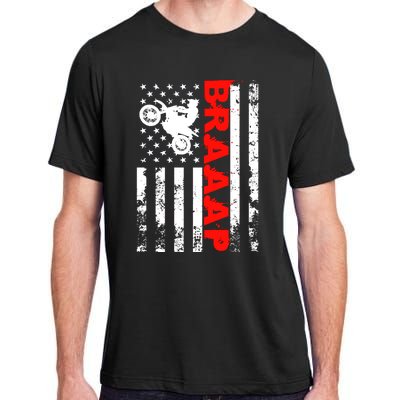 Braaap Vintage USA American Flag Dirt Bike Hoodie Adult ChromaSoft Performance T-Shirt