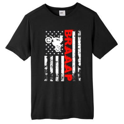 Braaap Vintage USA American Flag Dirt Bike Hoodie Tall Fusion ChromaSoft Performance T-Shirt