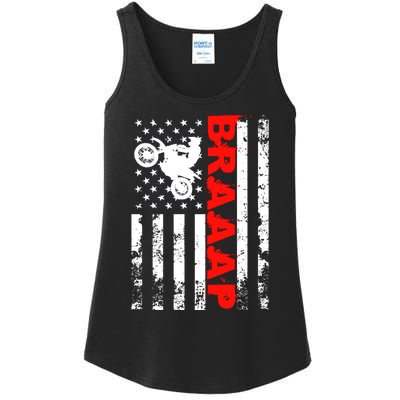 Braaap Vintage USA American Flag Dirt Bike Hoodie Ladies Essential Tank