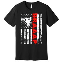 Braaap Vintage USA American Flag Dirt Bike Hoodie Premium T-Shirt