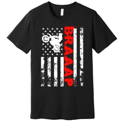 Braaap Vintage USA American Flag Dirt Bike Hoodie Premium T-Shirt