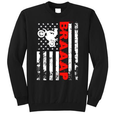 Braaap Vintage USA American Flag Dirt Bike Hoodie Tall Sweatshirt