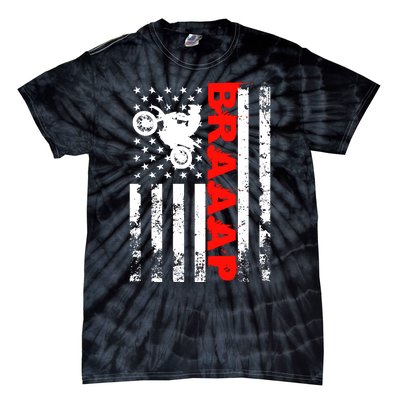 Braaap Vintage USA American Flag Dirt Bike Hoodie Tie-Dye T-Shirt