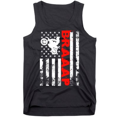 Braaap Vintage USA American Flag Dirt Bike Hoodie Tank Top