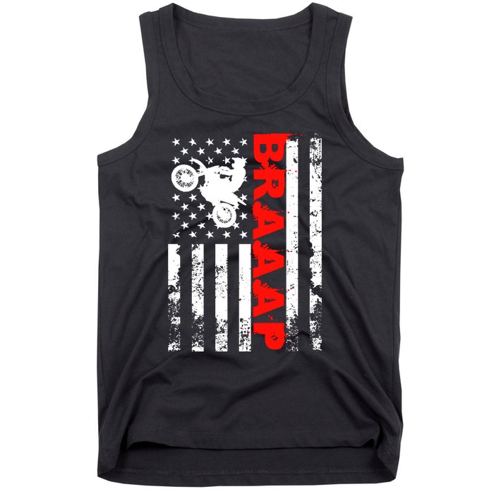 Braaap Vintage USA American Flag Dirt Bike Hoodie Tank Top