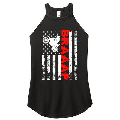 Braaap Vintage USA American Flag Dirt Bike Hoodie Women's Perfect Tri Rocker Tank