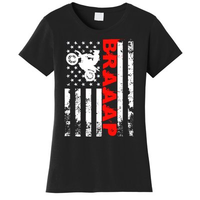 Braaap Vintage USA American Flag Dirt Bike Hoodie Women's T-Shirt