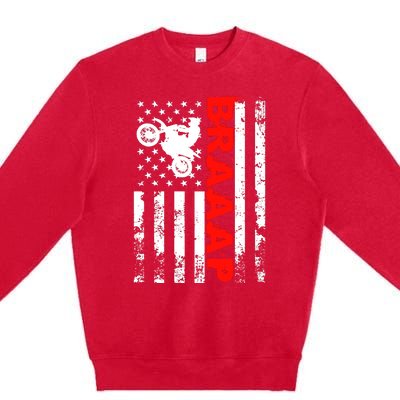 Braaap Vintage USA American Flag Dirt Bike Hoodie Premium Crewneck Sweatshirt