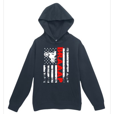 Braaap Vintage USA American Flag Dirt Bike Hoodie Urban Pullover Hoodie