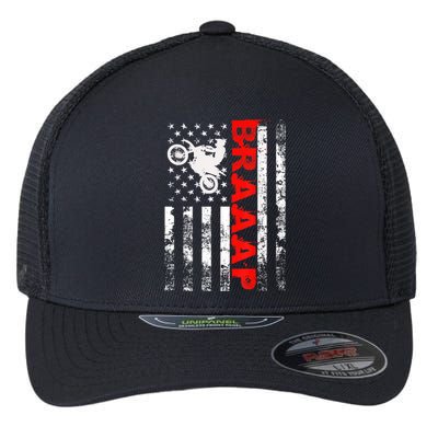 Braaap Vintage Usa American Flag Short Sleeve Flexfit Unipanel Trucker Cap
