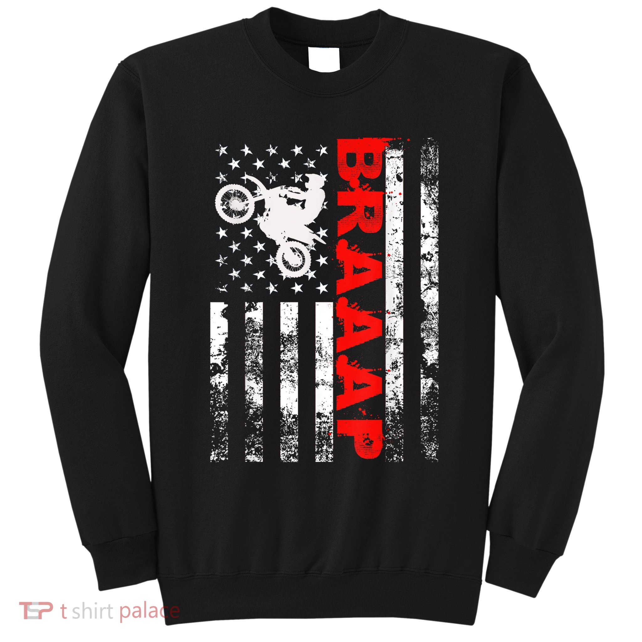 Braaap Vintage Usa American Flag Short Sleeve Sweatshirt