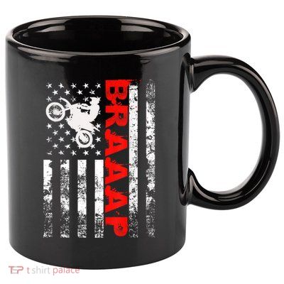 Braaap Vintage Usa American Flag Short Sleeve 11oz C Handle Ceramic Mug