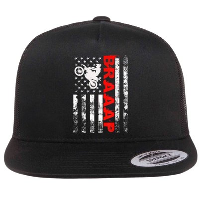 Braaap Vintage Usa American Flag Short Sleeve Flatbill Hat