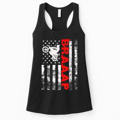 Braaap Vintage Usa American Flag Short Sleeve Womens Tank Top