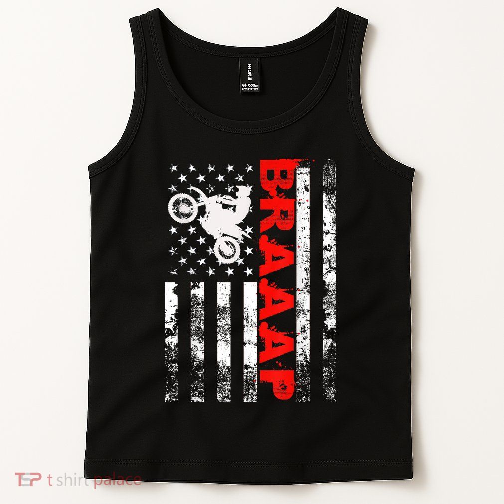 Braaap Vintage Usa American Flag Short Sleeve Tank Top