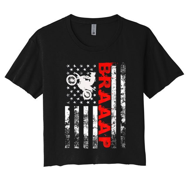 Braaap Vintage Usa American Flag Short Sleeve Crop Top