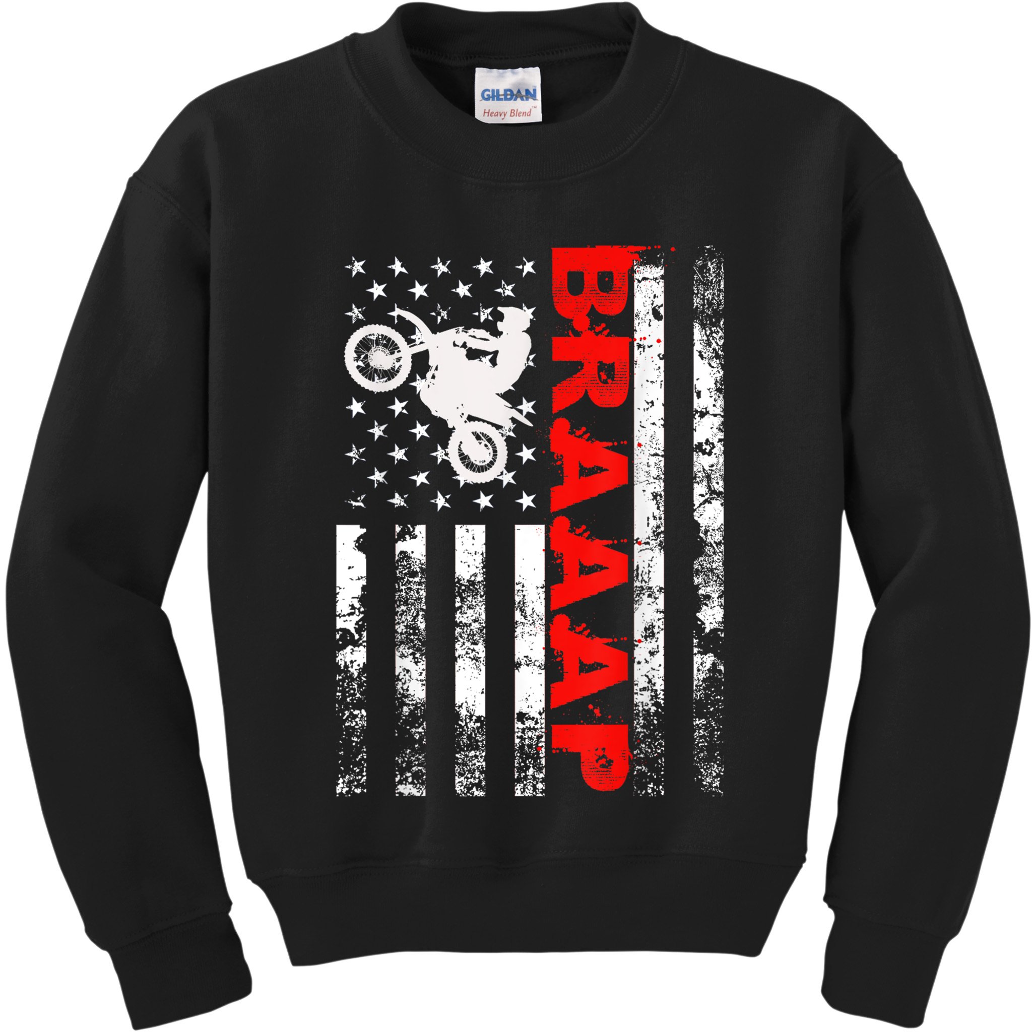 Braaap Vintage Usa American Flag Short Sleeve Kids Sweatshirt