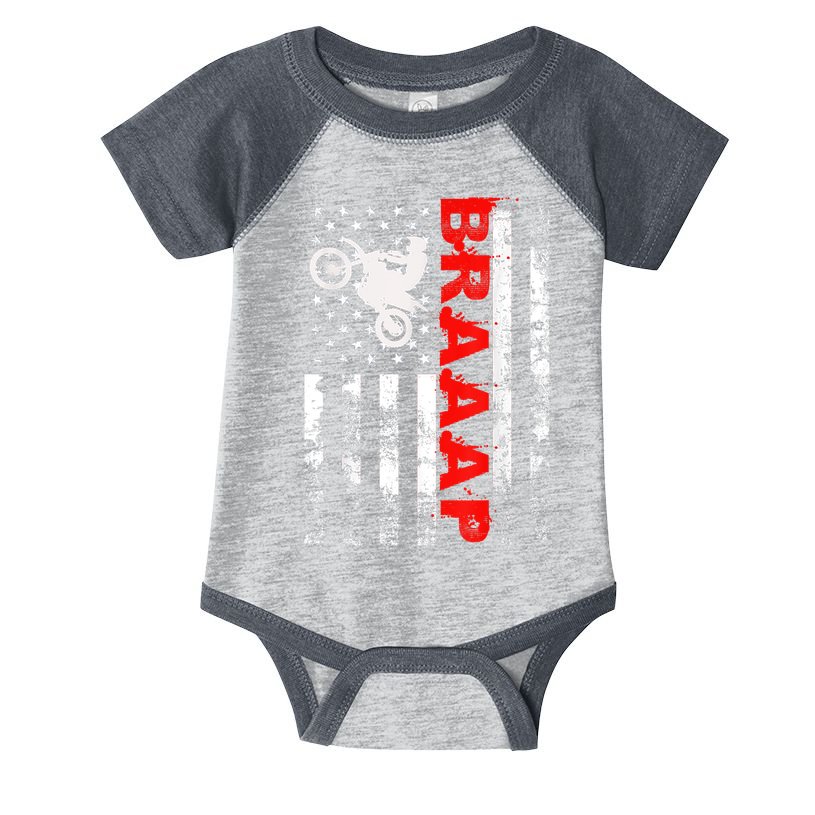 Braaap Vintage Usa American Flag Short Sleeve Infant Baby Jersey Bodysuit