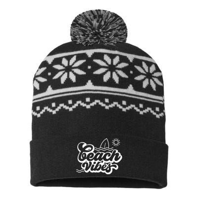 Beach Vibes Vacation Tropical USA-Made Snowflake Beanie