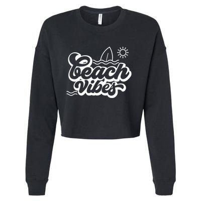 Beach Vibes Vacation Tropical Cropped Pullover Crew