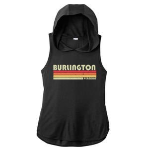 BURLINGTON VT VERMONT Funny City Home Roots Gift Retro 80s Ladies PosiCharge Tri-Blend Wicking Draft Hoodie Tank