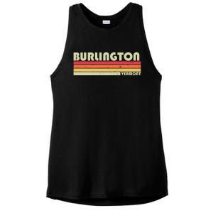 BURLINGTON VT VERMONT Funny City Home Roots Gift Retro 80s Ladies PosiCharge Tri-Blend Wicking Tank