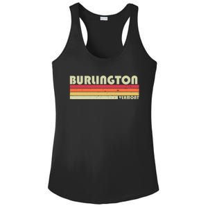 BURLINGTON VT VERMONT Funny City Home Roots Gift Retro 80s Ladies PosiCharge Competitor Racerback Tank