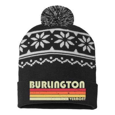 BURLINGTON VT VERMONT Funny City Home Roots Gift Retro 80s USA-Made Snowflake Beanie