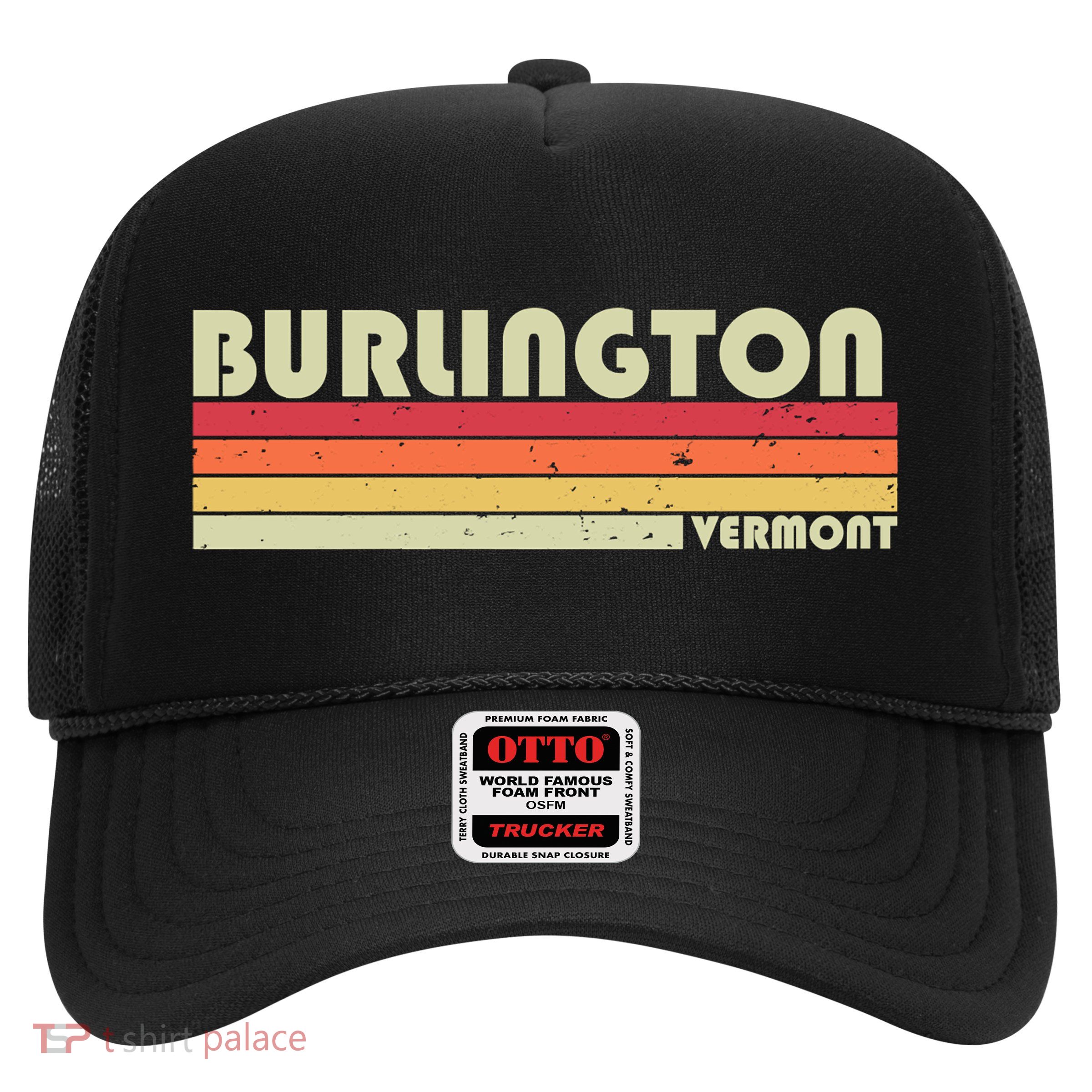 BURLINGTON VT VERMONT Funny City Home Roots Gift Retro 80s Trucker Hat