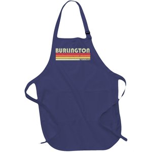 BURLINGTON VT VERMONT Funny City Home Roots Gift Retro 80s Full-Length Apron With Pockets