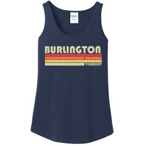 BURLINGTON VT VERMONT Funny City Home Roots Gift Retro 80s Ladies Essential Tank