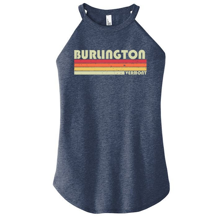 BURLINGTON VT VERMONT Funny City Home Roots Gift Retro 80s Women's Perfect Tri Rocker Tank