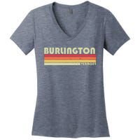 BURLINGTON VT VERMONT Funny City Home Roots Gift Retro 80s Women's V-Neck T-Shirt