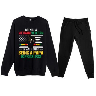 Being Vietnam Veteran Is An Honor Being Papa Is Priceless Gift Premium Crewneck Sweatsuit Set