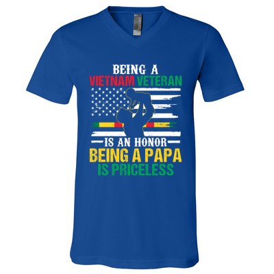 Being Vietnam Veteran Is An Honor Being Papa Is Priceless Gift V-Neck T-Shirt