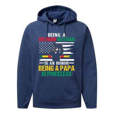 Being Vietnam Veteran Is An Honor Being Papa Is Priceless Gift Performance Fleece Hoodie