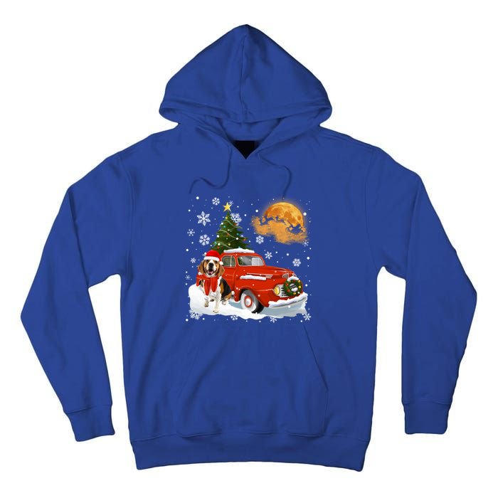 Beagle Vintage Wagon Red Truck Christmas Tree Pajamas Great Gift Tall Hoodie