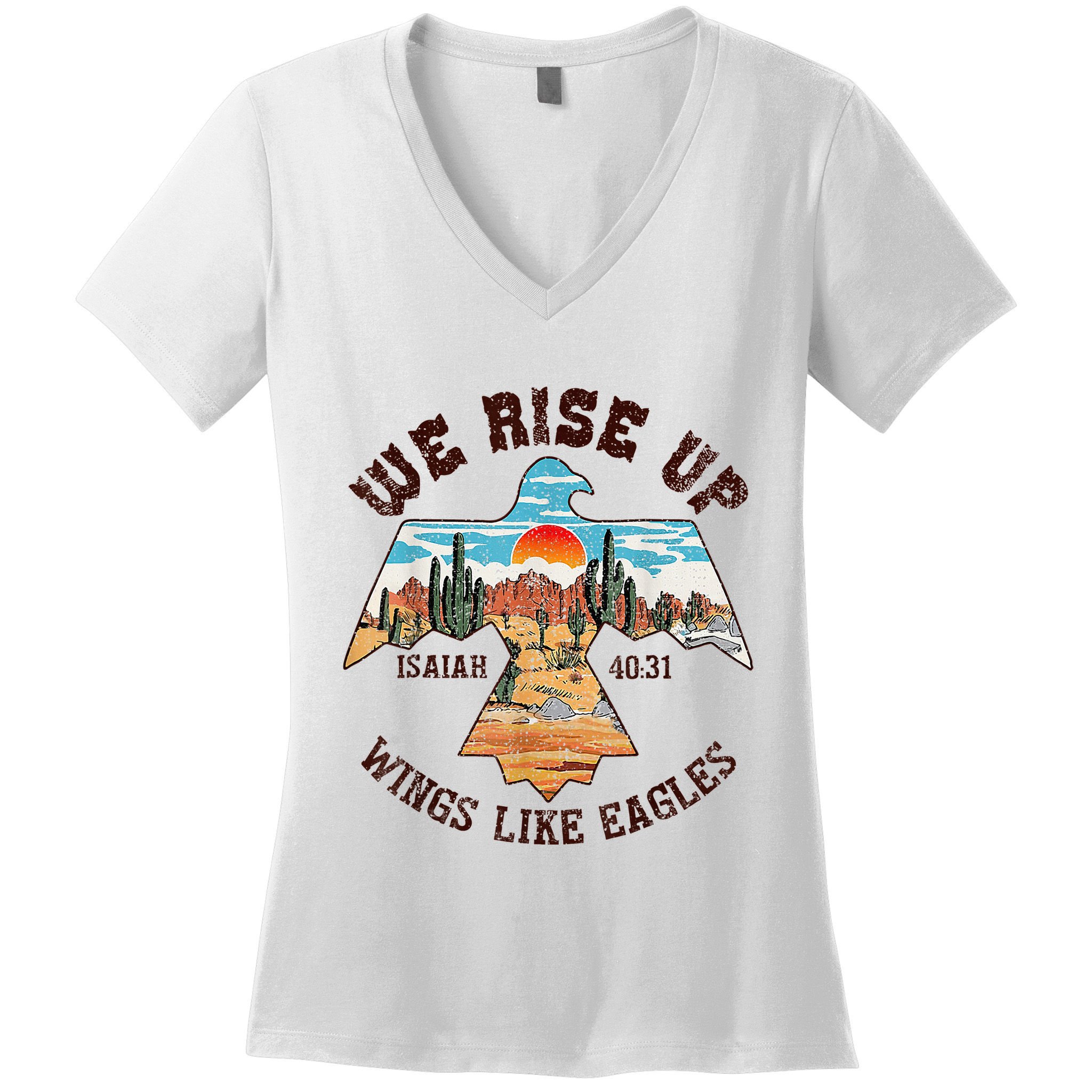 Bible Verse We Rise Up Wings Like Eagles Isaiah 4031 Women's V-Neck T-Shirt