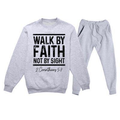 Bible Verse Walk Faith Not By Sight Christian Pastor Premium Crewneck Sweatsuit Set