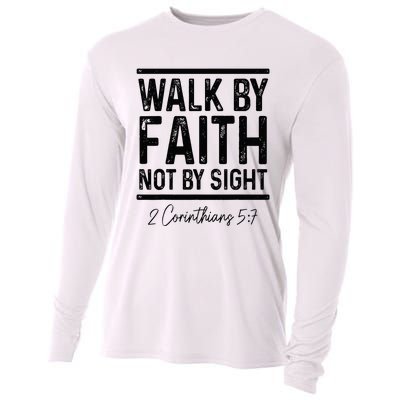 Bible Verse Walk Faith Not By Sight Christian Pastor Cooling Performance Long Sleeve Crew