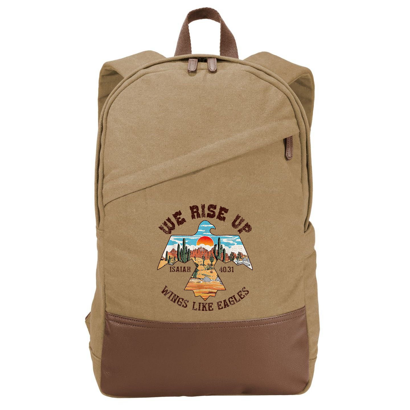 Bible Verse We Rise Up Wings Like Eagles Isaiah 4031 Cotton Canvas Backpack