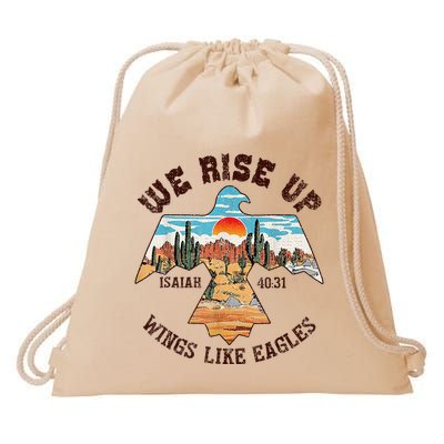 Bible Verse We Rise Up Wings Like Eagles Isaiah 4031 Drawstring Bag