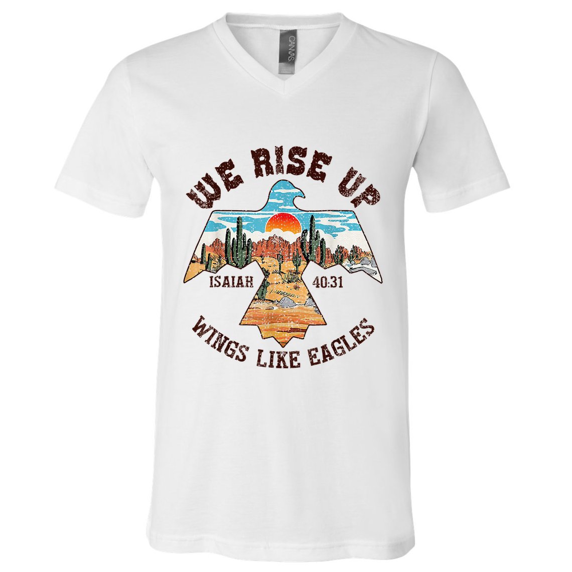 Bible Verse We Rise Up Wings Like Eagles Isaiah 4031 V-Neck T-Shirt